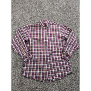Jos. A. Bank Travelers Collection Shirt Button Up Long Sleeve Purple Plaid Med